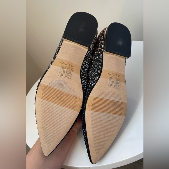 Aldo Black and Rose Gold Rhinestone Flats - Picture 3 of 4
